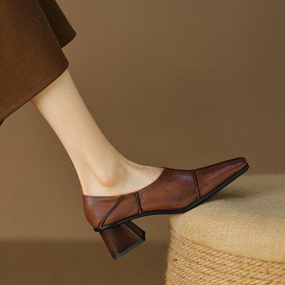 Orthopedic Balance | Square Toe Block Heel Loafers