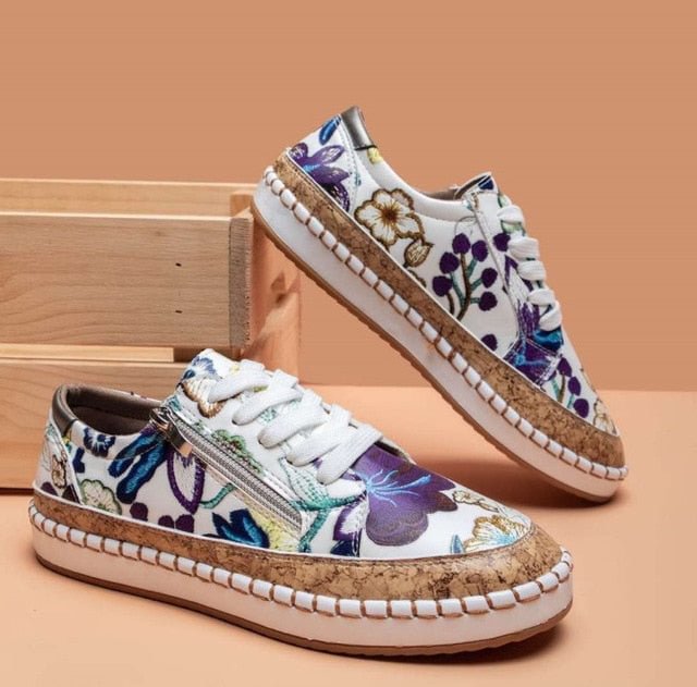 Camila | Floral Canvas Espadrille Sneakers – Lightweight Comfort