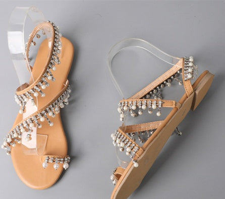 Orthopedic Balance Handcrafted Roman Sandals With Beads  - Unique