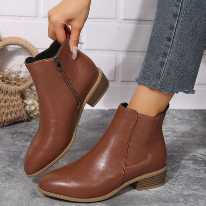 Orthopedic Balance Suede Ankle Boots - Thick Heel Comfort