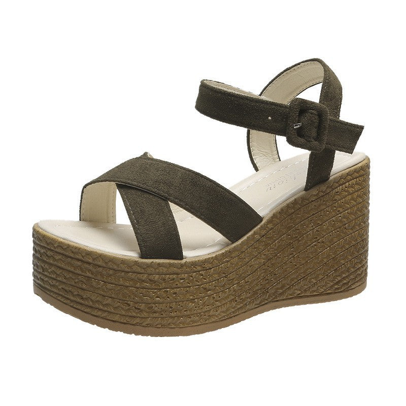 Orthopedic Balance Cross Strap Espadrille Platform Wedge Sandals