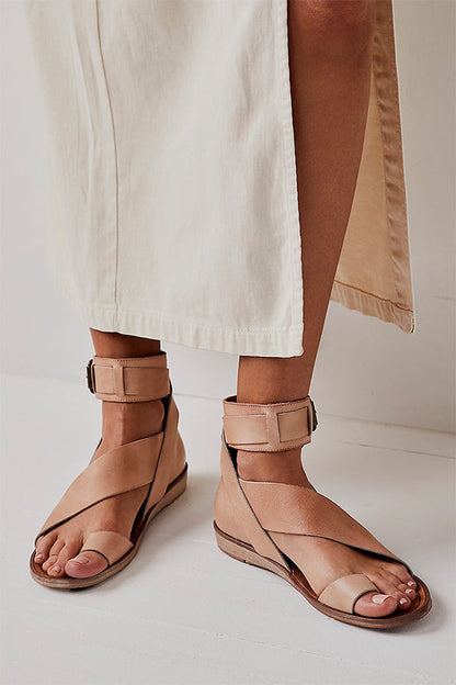Audrey | Minimalist Cross-Strap Flat Sandals with Orthopedic Comfort Sole