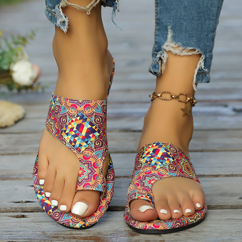 Orthopedic Balance | Bohemian Beaded Toe Ring Flat Sandals