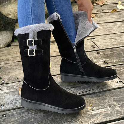 Minh | Faux-Fur Buckle Mid-Calf Winter Boots