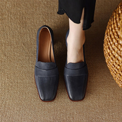 Orthopedic Balance Low-Cut Shoes With Thick, Square Heels - Unique Elegance