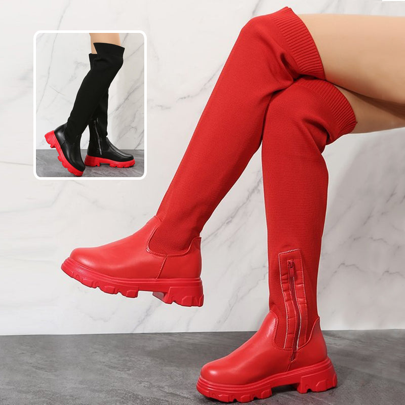 Micaiah | Bold Stretch-Knit Chunky Sole Orthopedic Knee-High Boots