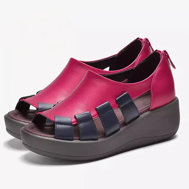 Zamira | Bold Colorblock Leather Wedge Sandals