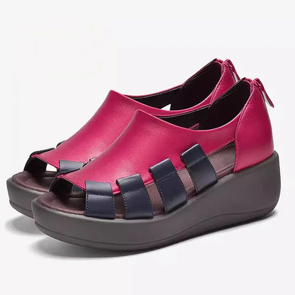 Zamira | Bold Colorblock Leather Wedge Sandals
