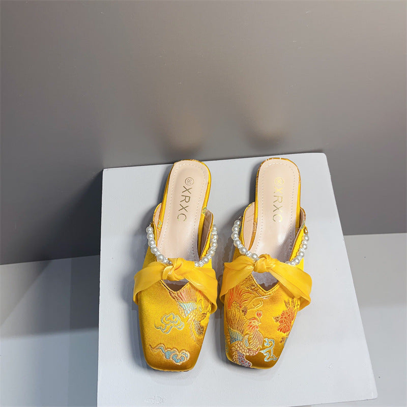 Orthopedic Balance Embroidered Slipper - Square Toe Comfort