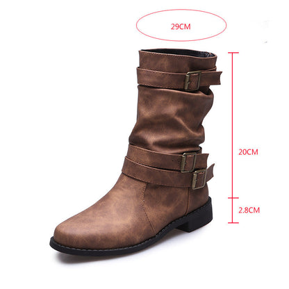 Orthopedic Balance Vintage Low Heel Boots With Adjustable Buckle