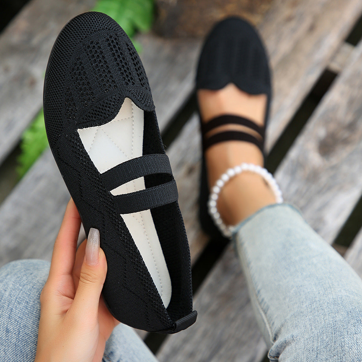 Orthopedic Balance Women’s Knit Mary Jane Flats – Breathable Lightweight Comfort Shoes