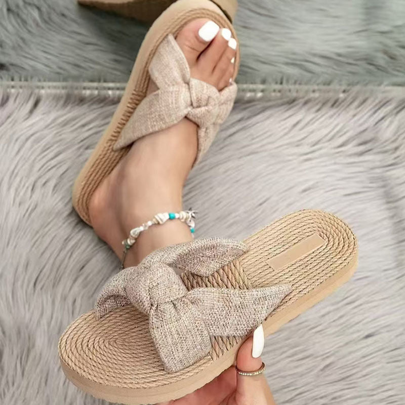 Orthopedic Balance Bohemian Bow Slip-On Flat Sandals