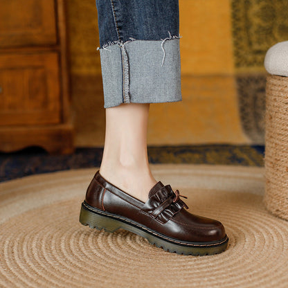 Orthopedic Balance Leather Loafers - Chunky Heel Comfort