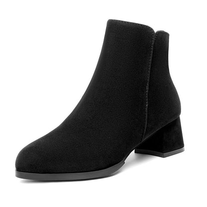 Orthopedic Balance Suede Boots - Pointed Toe, Side Zipper