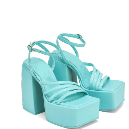Orthopedic Balance Chunky Platform Ankle Strap High Heel Sandals