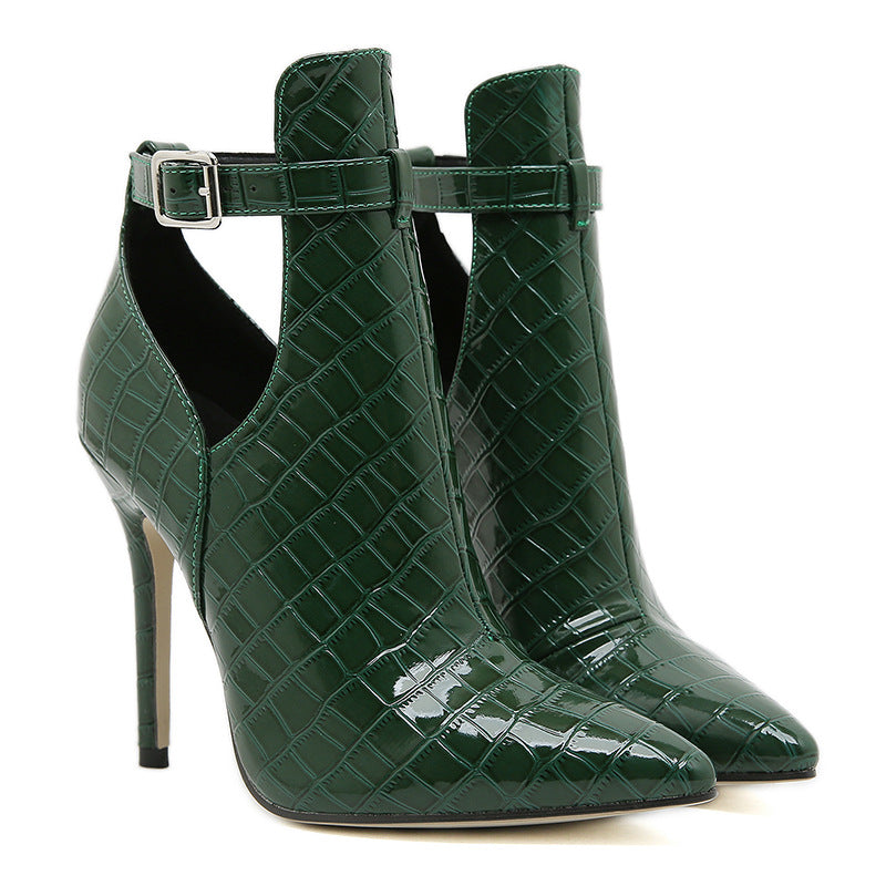 Orthopedic Balance Cut-Out Stiletto Sandals With Unique Buckle Design