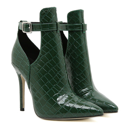 Orthopedic Balance Cut-Out Stiletto Sandals With Unique Buckle Design