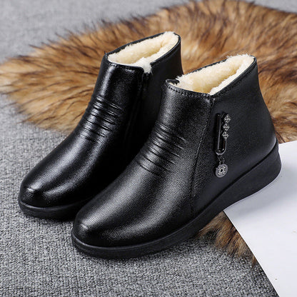 Orthopedic Balance Fleece-Lined Leather Shoes - Flat Comfort