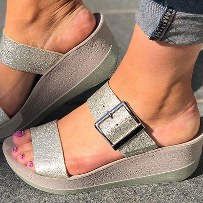 Celeste | Orthopedic Platform Slide Sandals – Adjustable Buckle