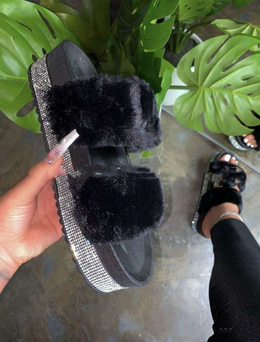 Orthopedic Balance Fluffy Bling Slippers - Unique Style And Comfort