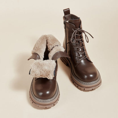 Made | Fur-Lined Combat Orthopedic Lace-Up Boots