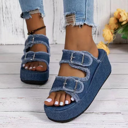 Orthopedic Balance Double Buckle Platform Comfort Slide Sandals