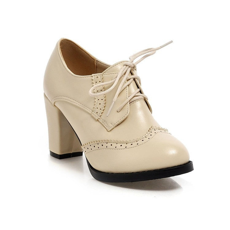 Orthopedic Balance Vintage Lace-Up Block Heel Oxford Pumps