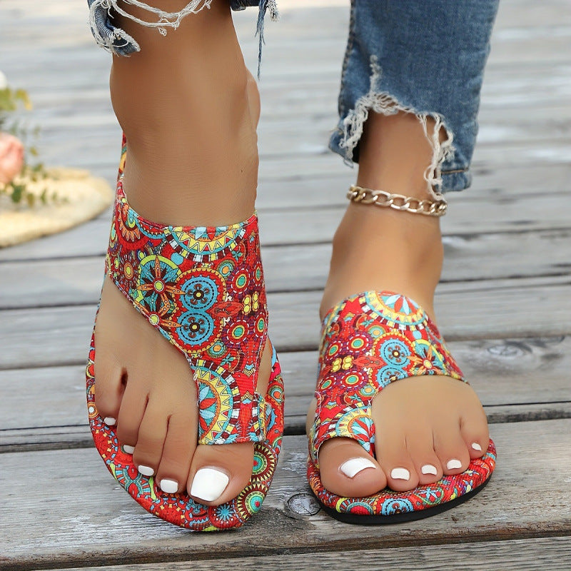 Orthopedic Balance | Bohemian Beaded Toe Ring Flat Sandals