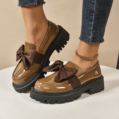 Orthopedic Balance Vintage Loafers With Bow - Unique Elegance