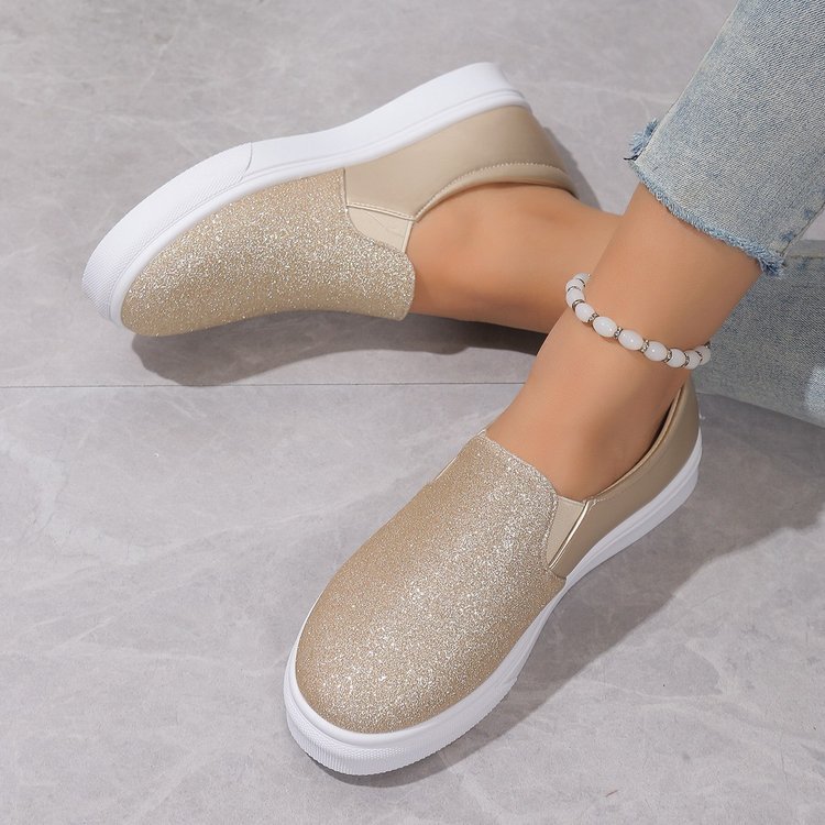 Orthopedic Balance Round-Toe Flat Shoes With Sequins - Unique Elegance