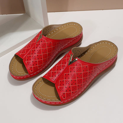 Winterrose | Women’s Orthopedic Perforated Wedge Mule Sandals