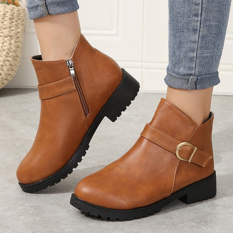 Orthopedic Balance Leather Boots - Chunky Heel Comfort