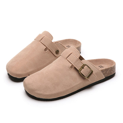 Orthopedic Balance Women’s Suede Clog Sandals – Adjustable Buckle Comfort Slides