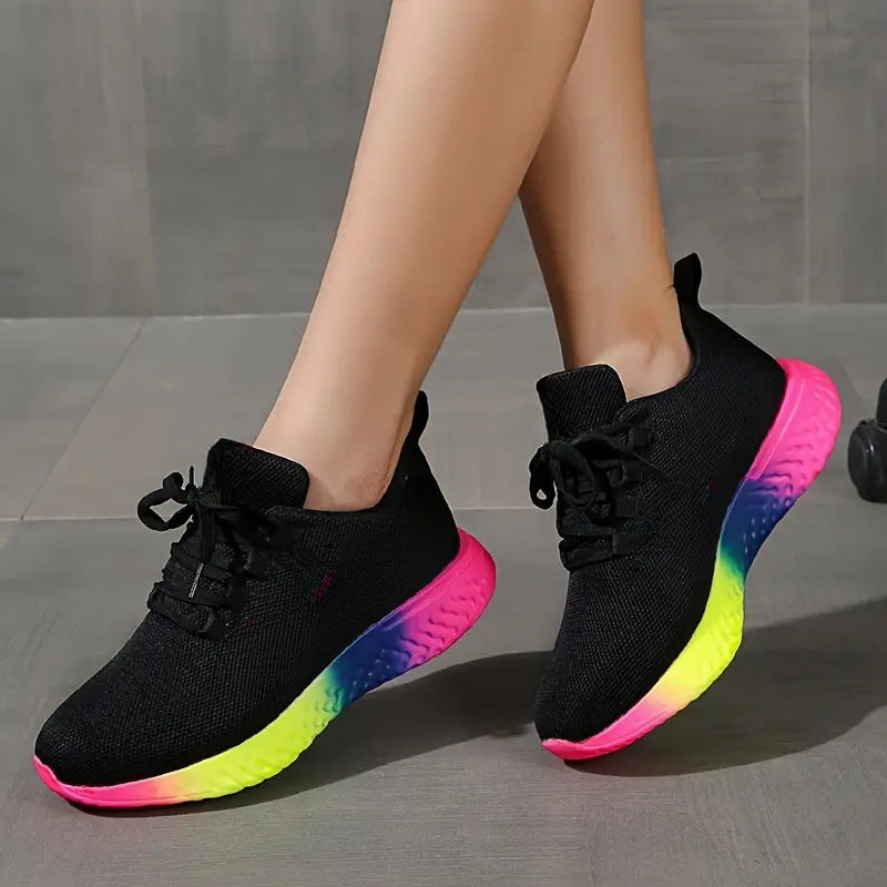Orthopedic Balance Lace-Up Mesh Shoes With Rainbow Sole