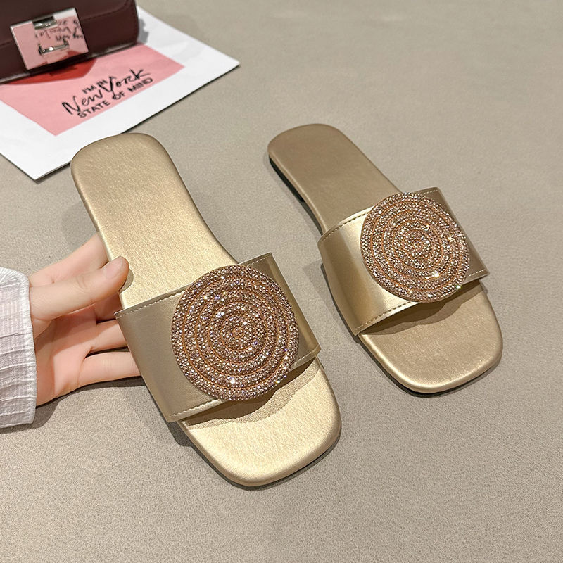 Orthopedic Balance Rhinestone Medallion Comfort Slide Sandals