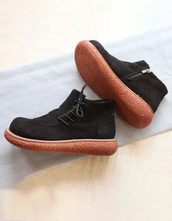 Liora | Soft Suede Side-Zip Casual Lace-Up Shoes