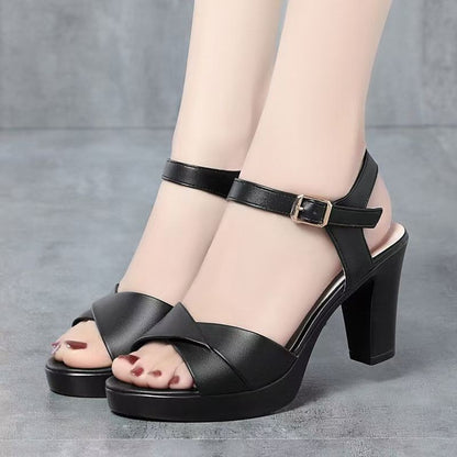 Orthopedic Balance | Chunky Platform Ankle Strap Sandal Heels
