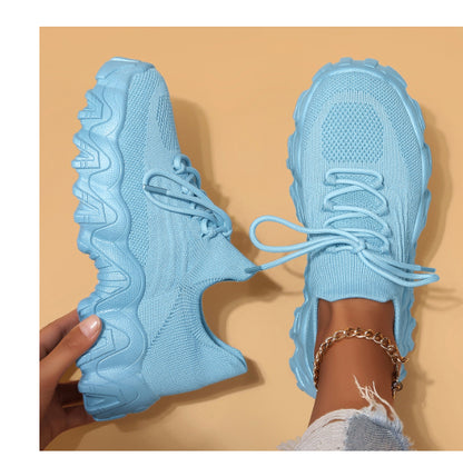 Orthopedic Chunky Sneakers – Breathable Knit Lace-Up Comfort Walking Shoes