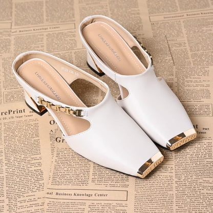 Orthopedic Balance | Square Toe Cutout Mule Heels