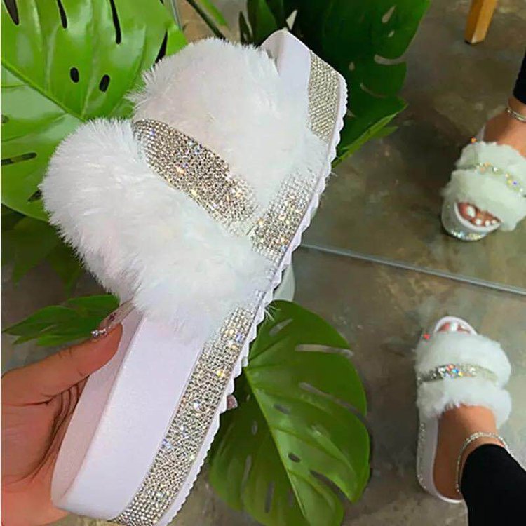 Orthopedic Balance Fluffy Bling Slippers - Unique Style And Comfort