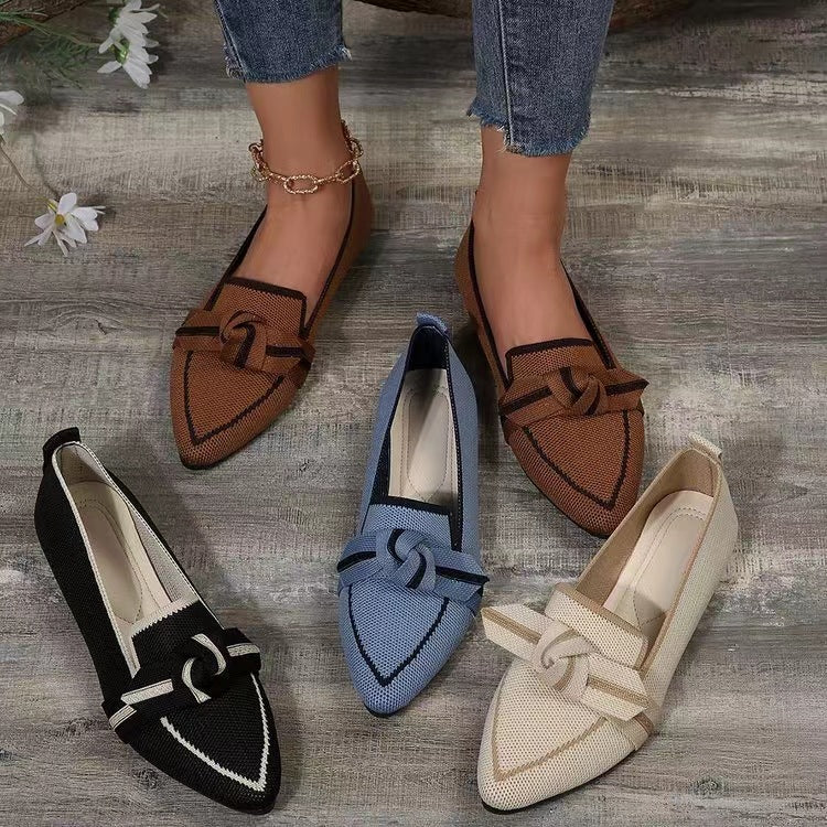 Orthopedic Balance Pointed Toe Flat Shoes With Bow