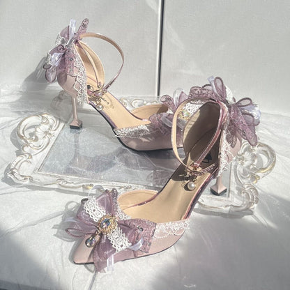 Orthopedic Balance Butterfly Flower Rhinestone Stiletto Heel Sandals