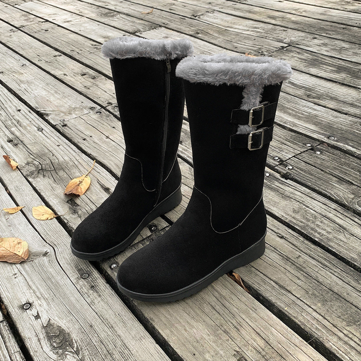 Minh | Faux-Fur Buckle Mid-Calf Winter Boots