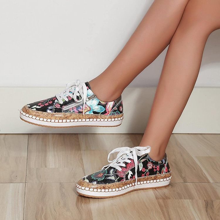 Camila | Floral Canvas Espadrille Sneakers – Lightweight Comfort
