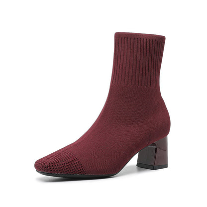 Mary | Classic Knit Block-Heel Orthopedic Sock Boots