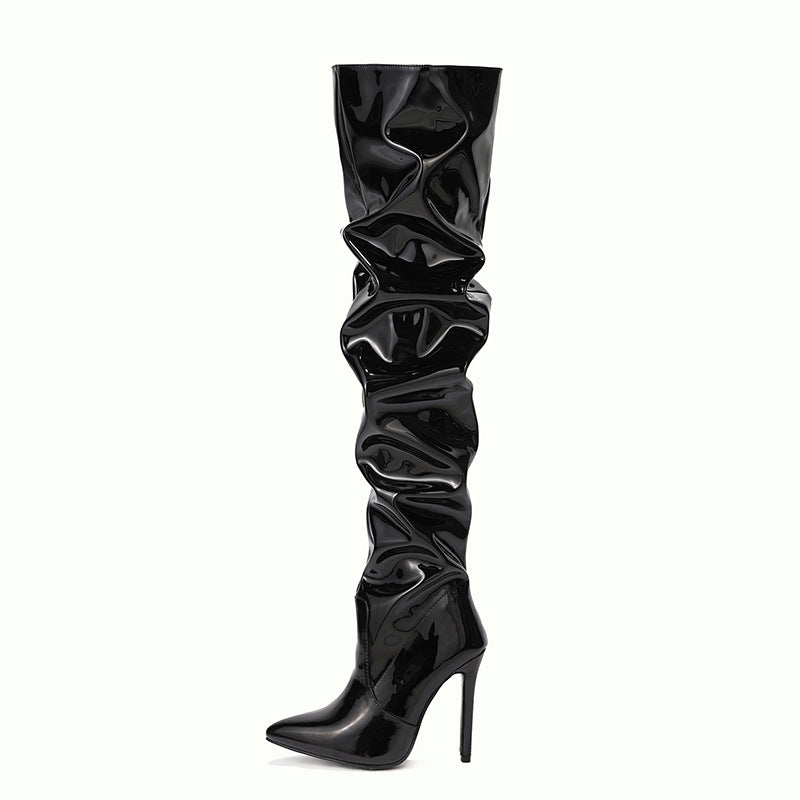 Melody | LuxeStride Orthopedic Patent Over-the-Knee Boots