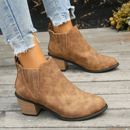 Orthopedic Balance Ankle Boots - Thick Heel Slip-On Comfort