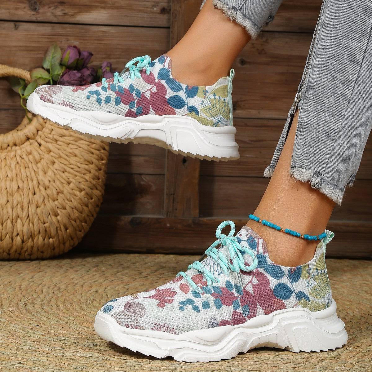 Orthopedic Balance Women’s Tie-Dye Knit Sneakers – Lightweight Breathable Comfort Shoes
