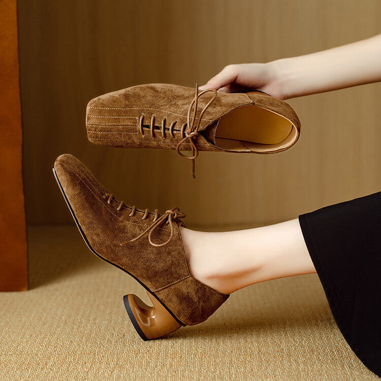 Orthopedic Balance Chunky Sheepskin Pumps - Retro Style