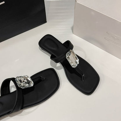 Orthopedic Balance | Crystal Toe Ring Flat Sandals